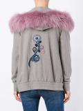 fur hooded appliqué detail cardigan