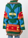 multi figures frayed trim coat