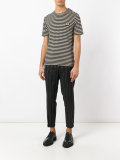 striped badge T-shirt