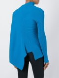 asymmetric neck ribbed pullover