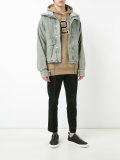 cropped denim parka