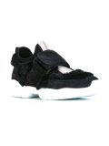 faux fur panel front strap sneakers