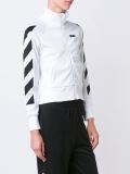 striped sleeve zip cardigan