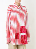 oversized devoré patch stripe shirt