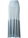 multi-pleats checked skirt