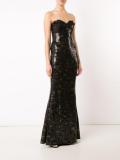 sequined strapless gown