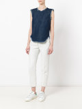 sleeveless frayed denim top