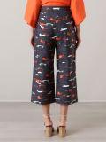 Abstract print wide leg cropped trousers