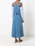 denim pinafore midi dress