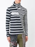 striped asymmetric collar T-shirt