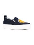 smile patch denim slip-on sneakers