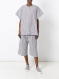 collarless shift striped shirt