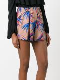abstract print pleated shorts