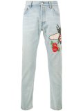 embroidered stone bleached jeans 