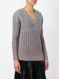 V-neck open knit jumper