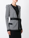 checked belted cardigan