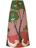 embroidered tree maxi skirt