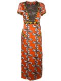 'African wax' print lace effect dress