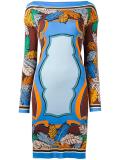 feather motif fitted dress