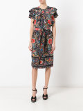 belted ruffle sleeve dress