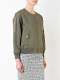collarless bomber jacket
