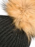 detachable pompom ribbed hat