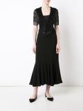 ruffled hem midi skirt