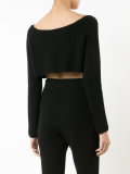 long sleeve cropped rib knit sweater