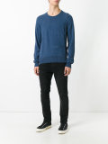 side button crew neck sweater