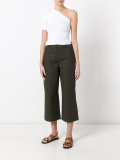 high-waisted cropped trousers
