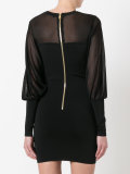 sheer panel fitted dress
