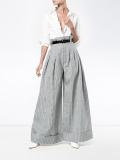 Pinstripe Wide Leg Trousers with High Waist