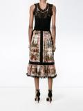 printed lace-trimmed dress