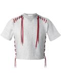 lace-up layered shortsleeved sweatshirt