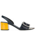 snakeskin effect buckled sandals