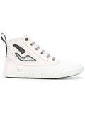 panelled hi-top sneakers