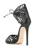 web motif stiletto sandals