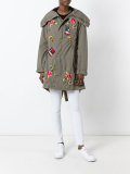 floral embroidery parka
