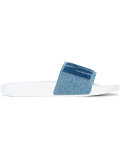 denim slider sandals