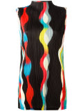 high neck pleated tank