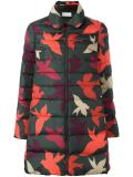 leaf print padded coat 