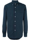 button down collar black watch pattern shirt