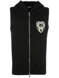 sleeveless chest patch hoodie