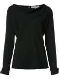 flower cuff boatneck blouse