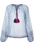 geometric print tassel blouse
