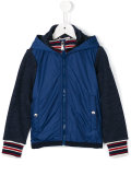 tonal bi-texture hooded jacket