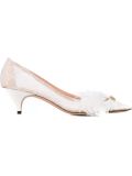 floral lace kitten heel pumps