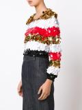 striped sequined cropped blouse