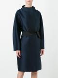 funnel neck belted coat