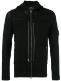 multi zip perforated detail hoodie